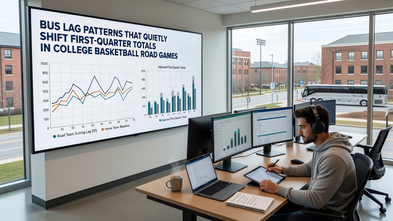 Statistische Auswertung von ersten Vierteln in College-Basketball-Road-Games mit Busreisen