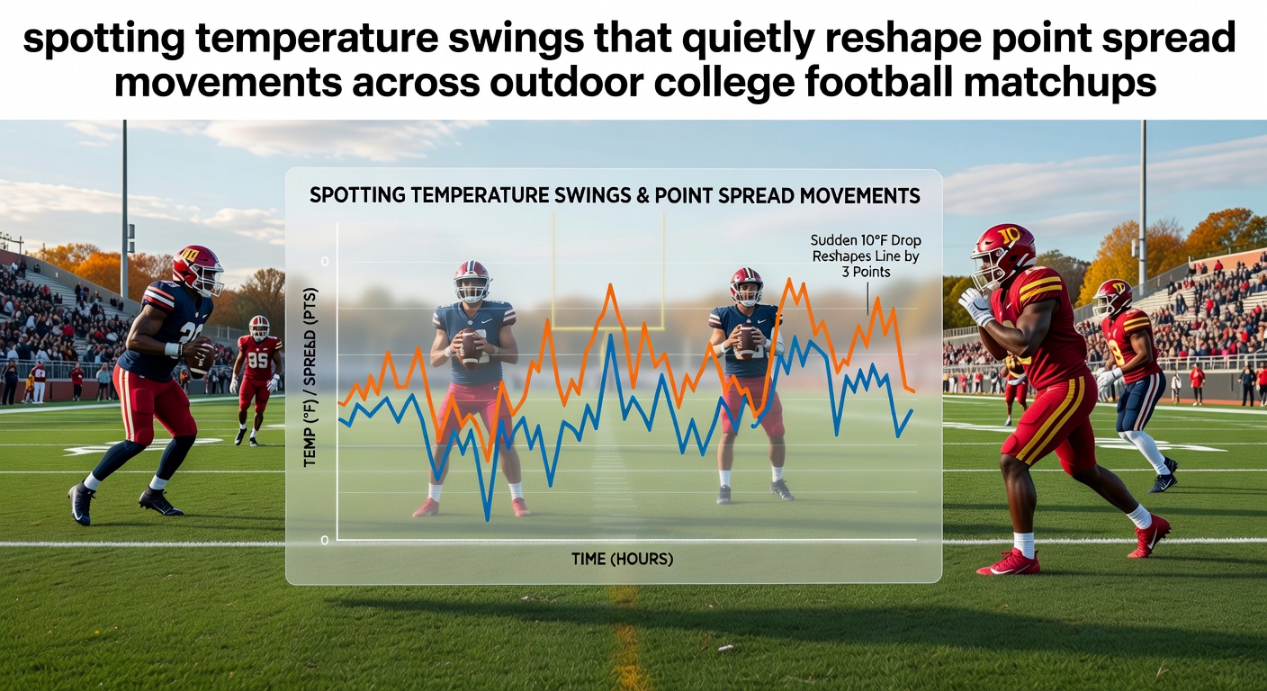 College-Football-Spiel im Freien mit sichtbaren Temperaturveränderungen während der Partie