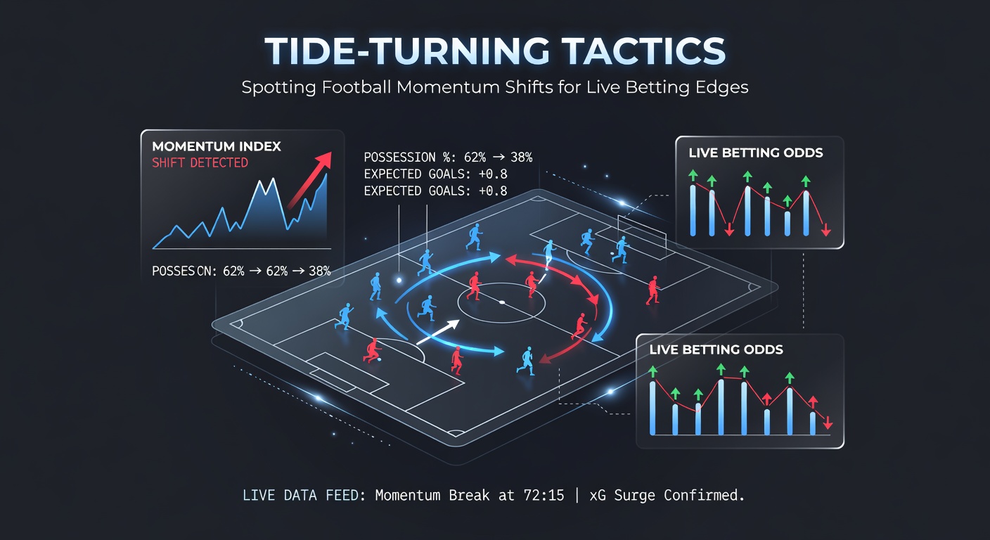 Detaillierte Heatmap eines Fußballfelds, die Momentum-Shifts durch Ballverteilung und Pressing visualisiert